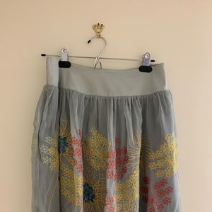 Anthropologie skirt with embroidered florals